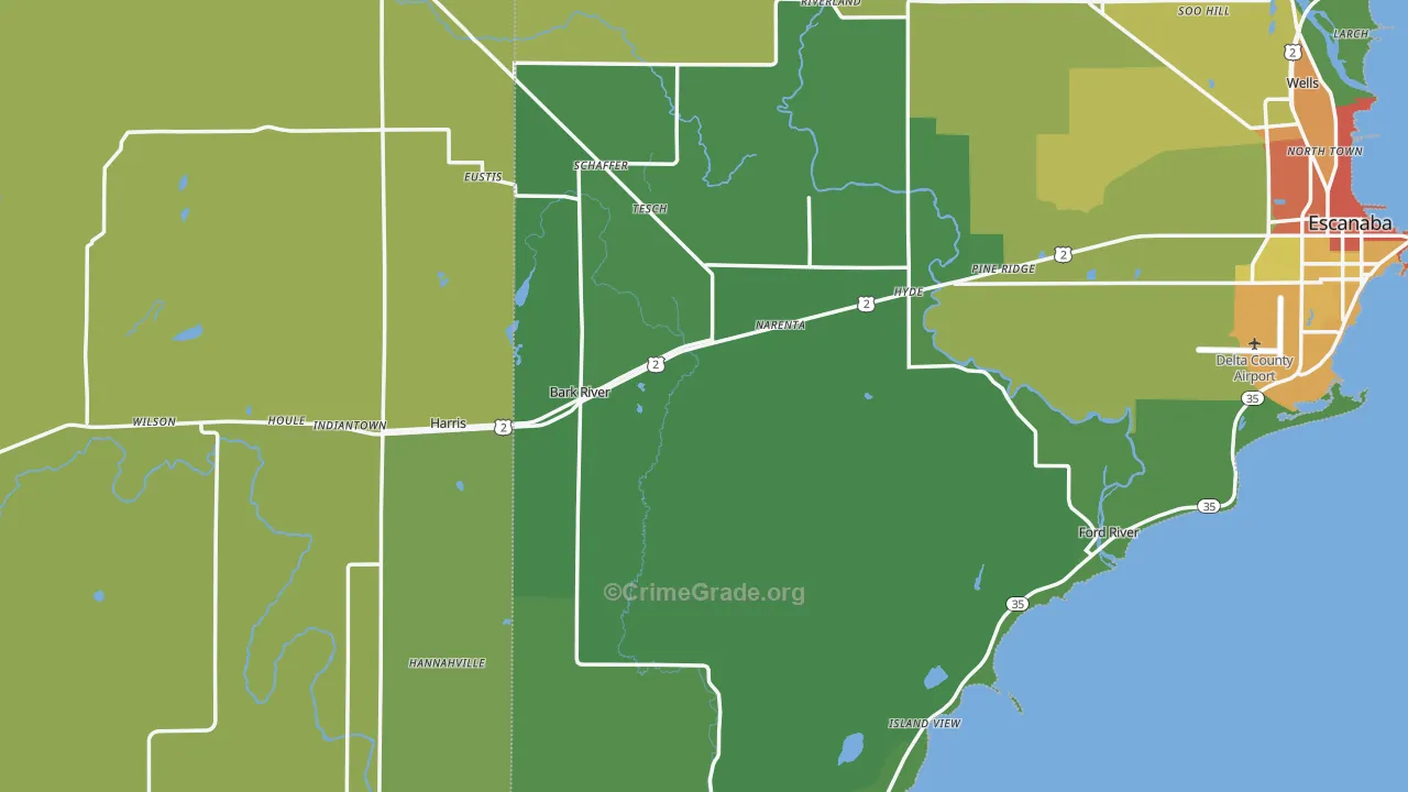 Bark River, MI Map of Drug-Related Crime Rates