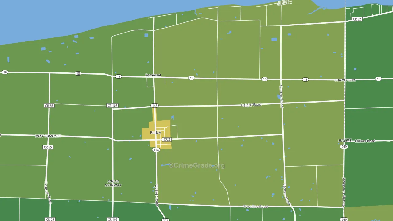 Barker, NY Map of Drug-Related Crime Rates