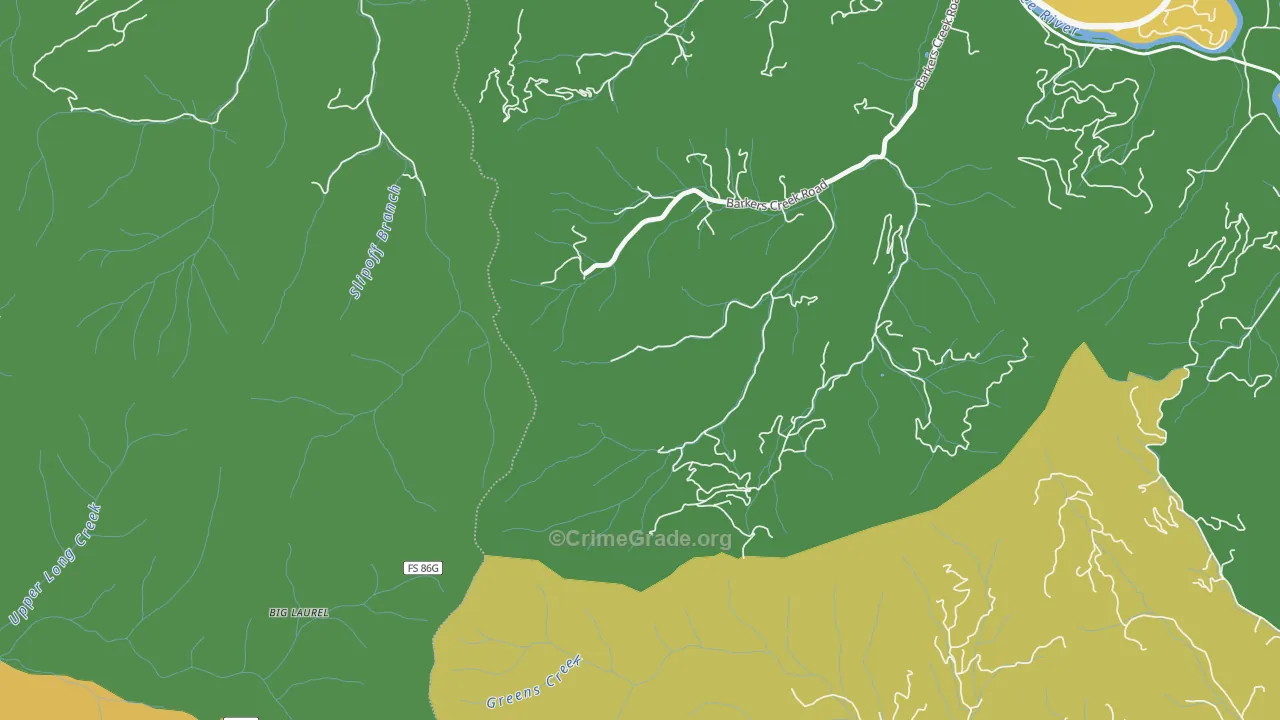 Barkers Creek, NC Map of Drug-Related Crime Rates