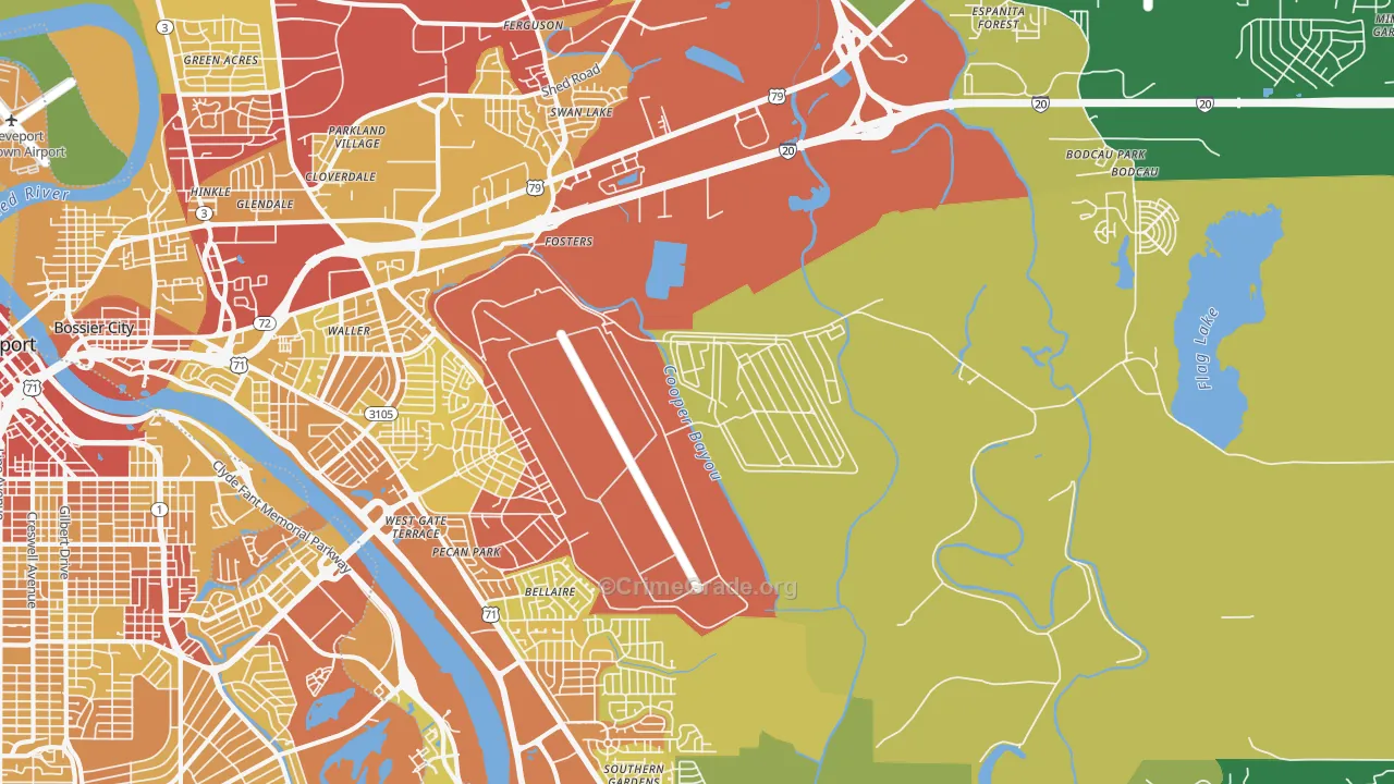 Barksdale Afb, LA Map of Drug-Related Crime Rates