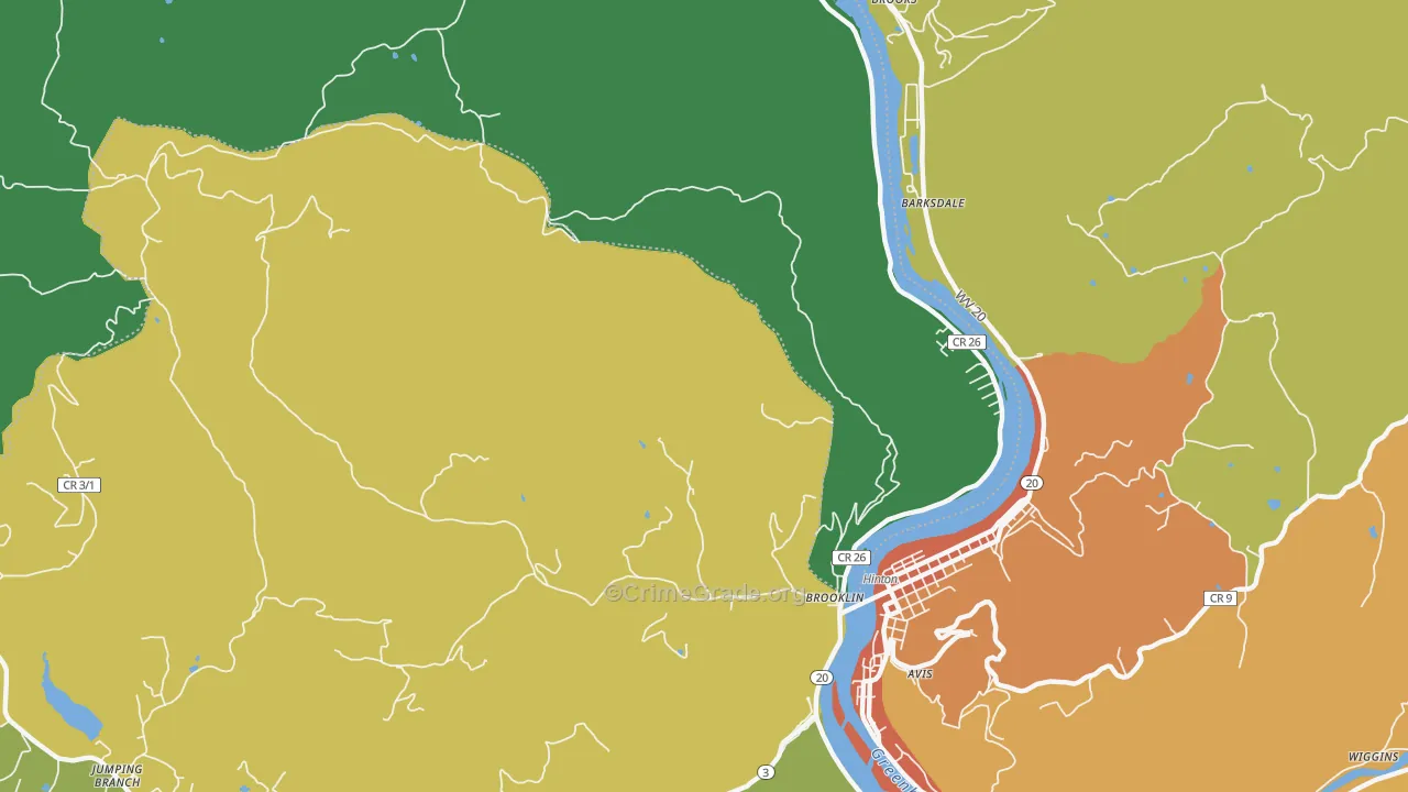 Barksdale, WV Map of Drug-Related Crime Rates
