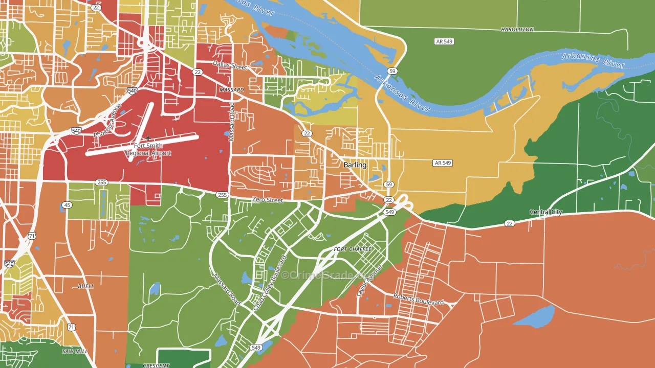 Barling, AR Map of Drug-Related Crime Rates