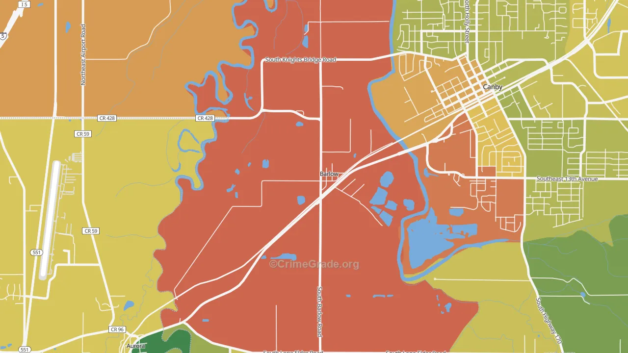Barlow, OR Map of Drug-Related Crime Rates