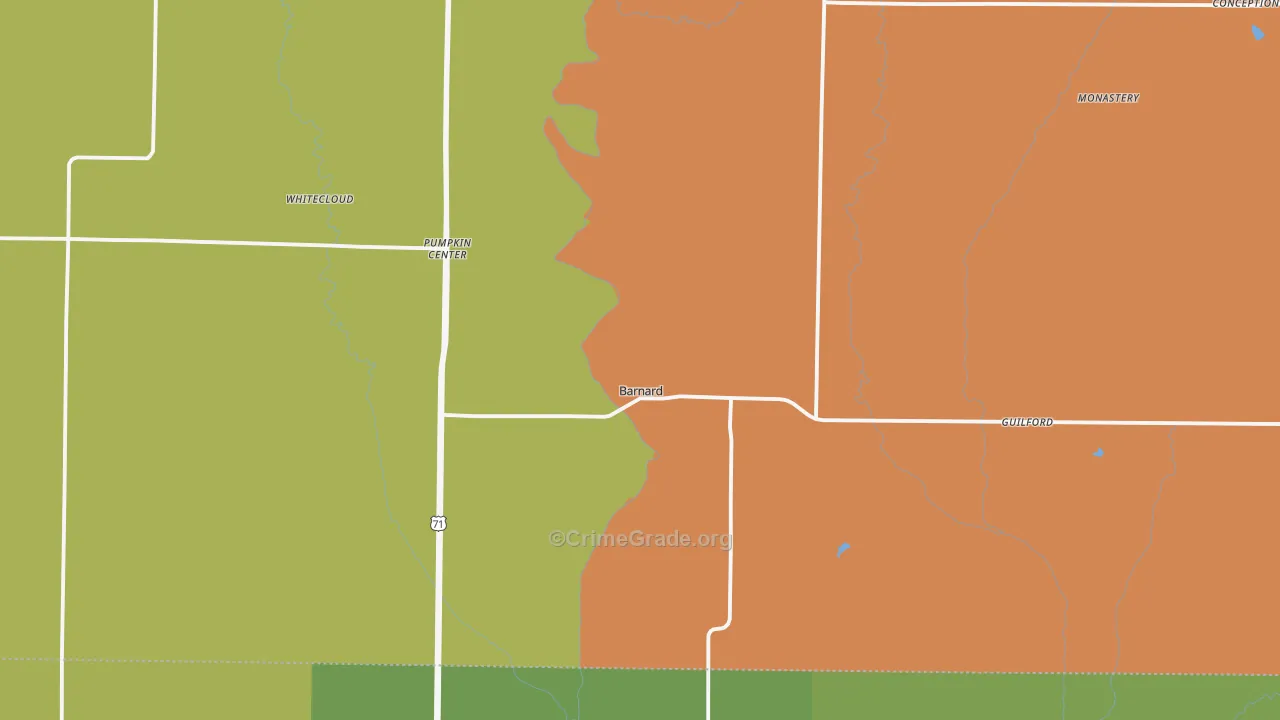 Barnard, MO Map of Drug-Related Crime Rates