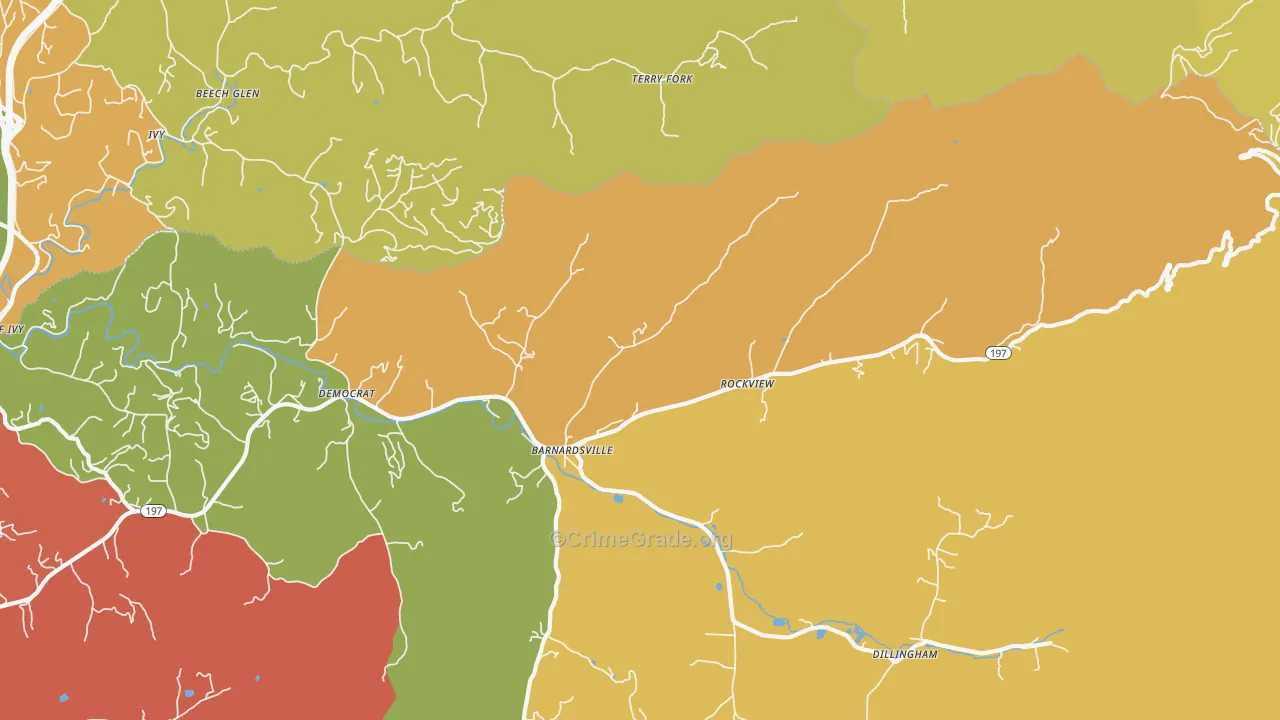 Barnardsville, NC Map of Drug-Related Crime Rates
