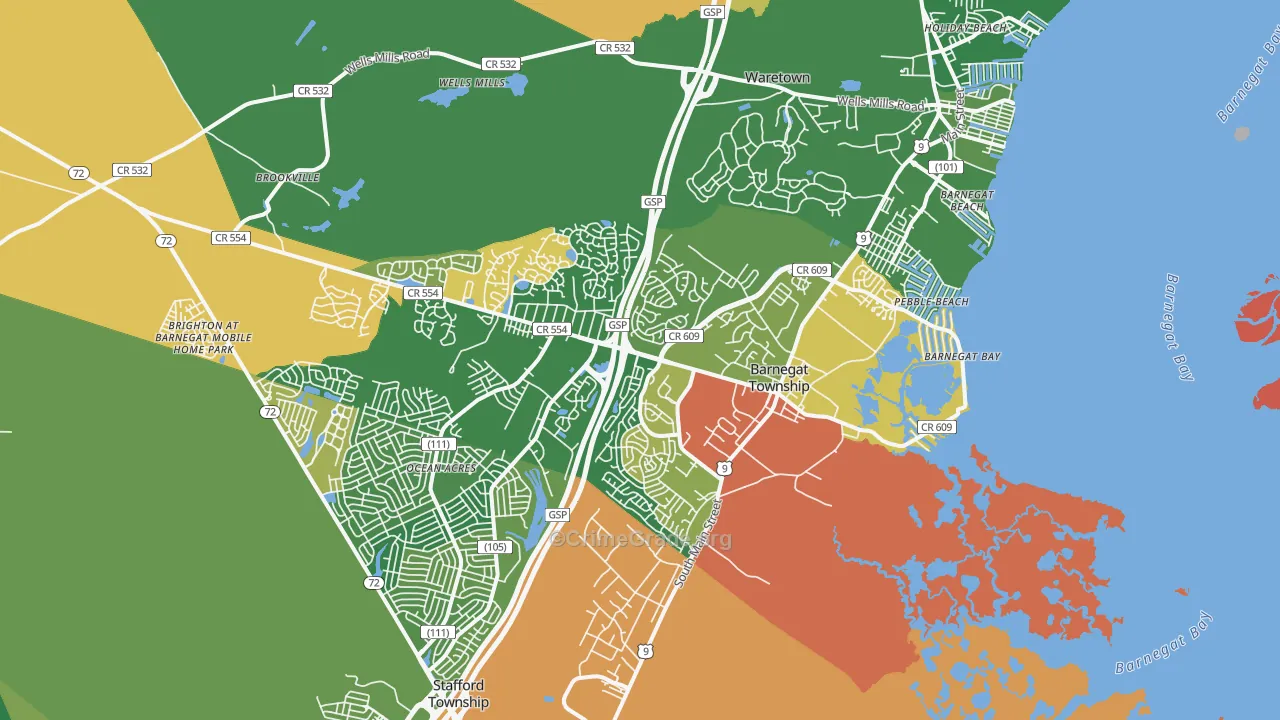 Barnegat, NJ Map of Drug-Related Crime Rates