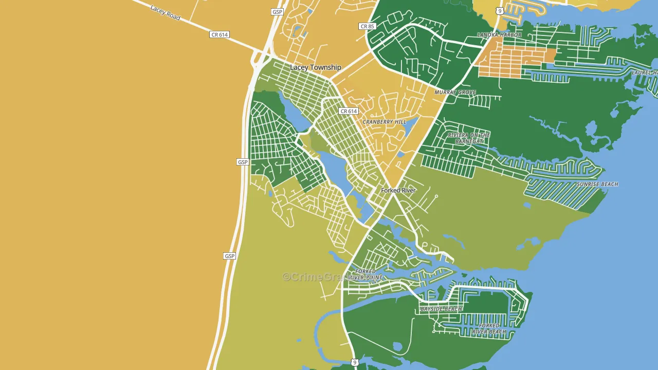 Barnegat Pines, Forked River, NJ Map of Drug-Related Crime Rates