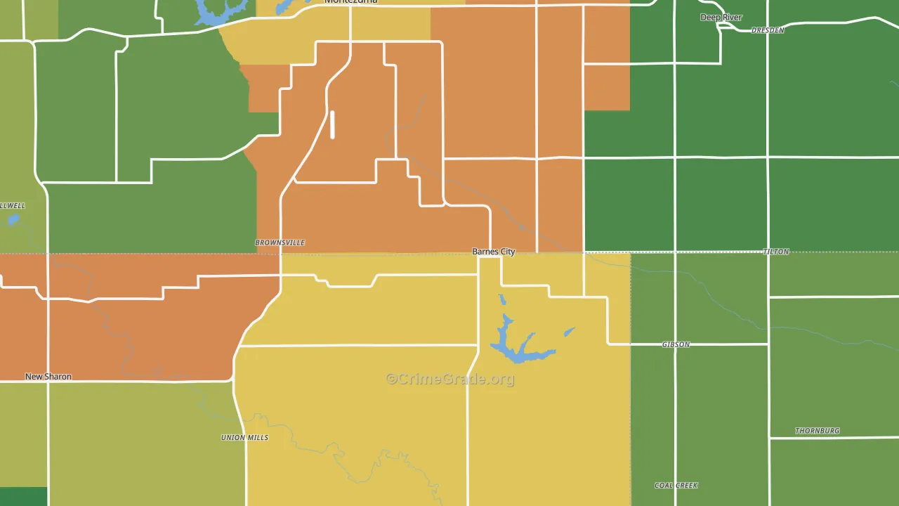 Barnes City, IA Map of Drug-Related Crime Rates