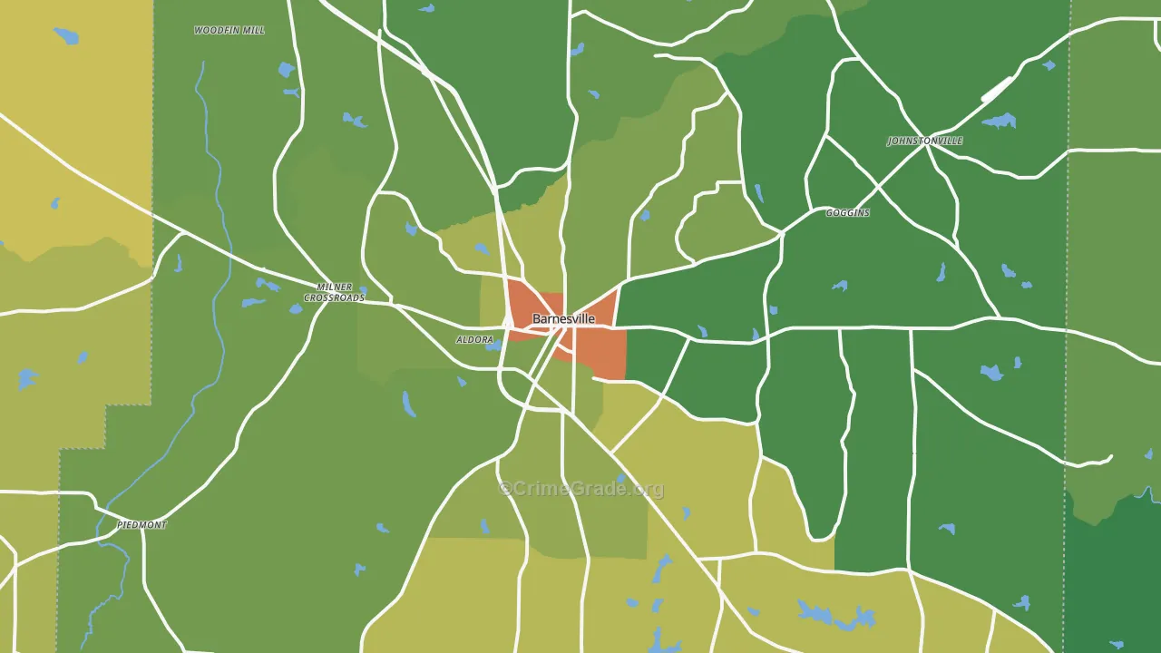 Barnesville, GA Map of Drug-Related Crime Rates