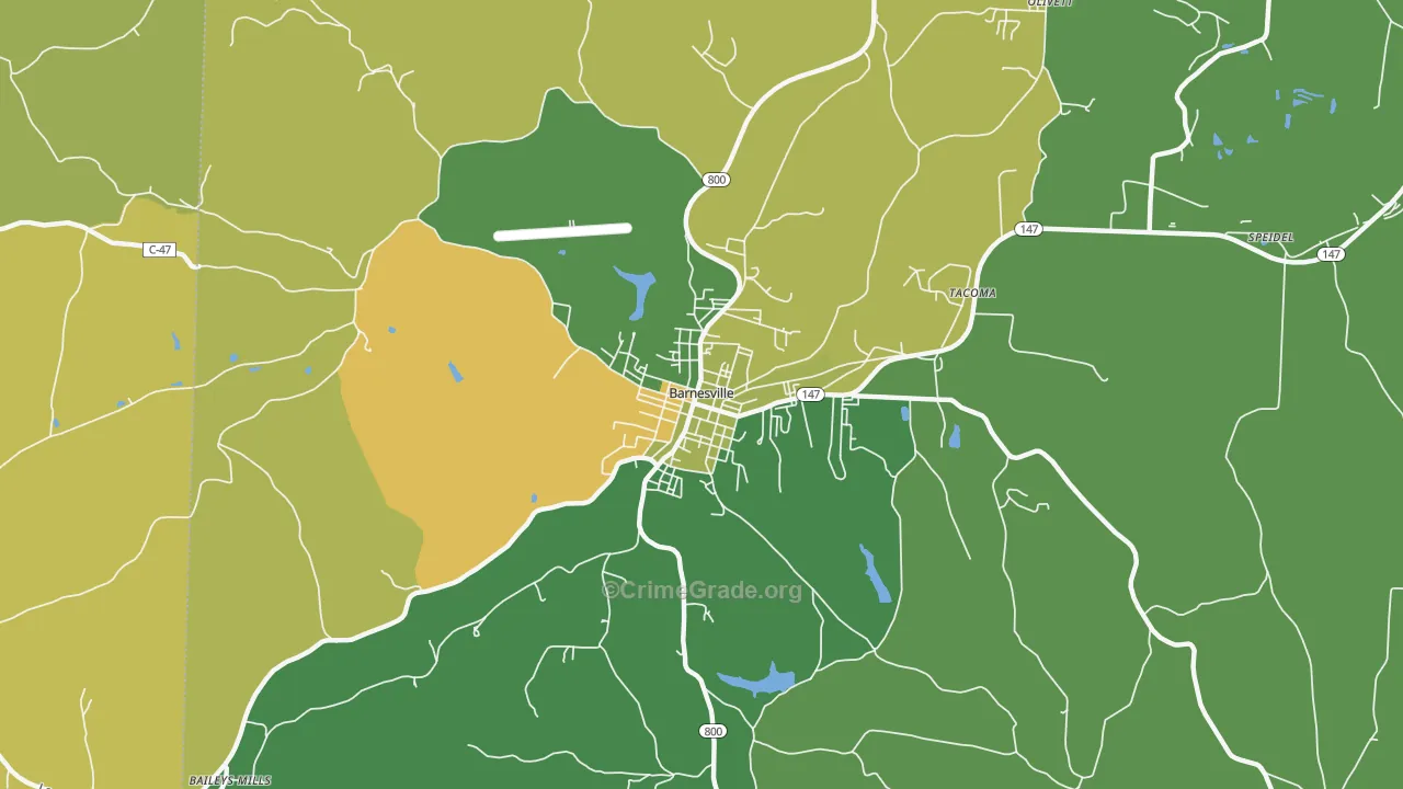 Barnesville Historic District, Barnesville, OH Map of Drug-Related Crime Rates