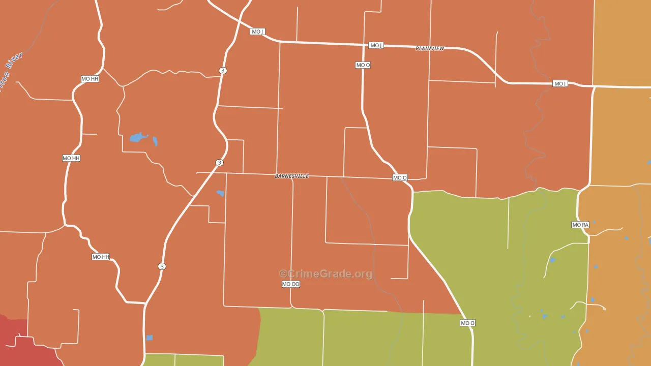 Barnesville, MO Map of Drug-Related Crime Rates