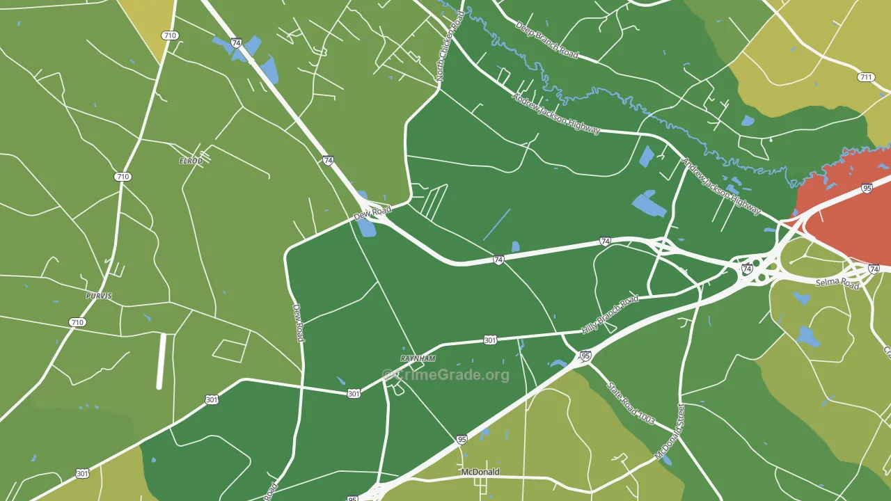 Barnesville, NC Map of Drug-Related Crime Rates