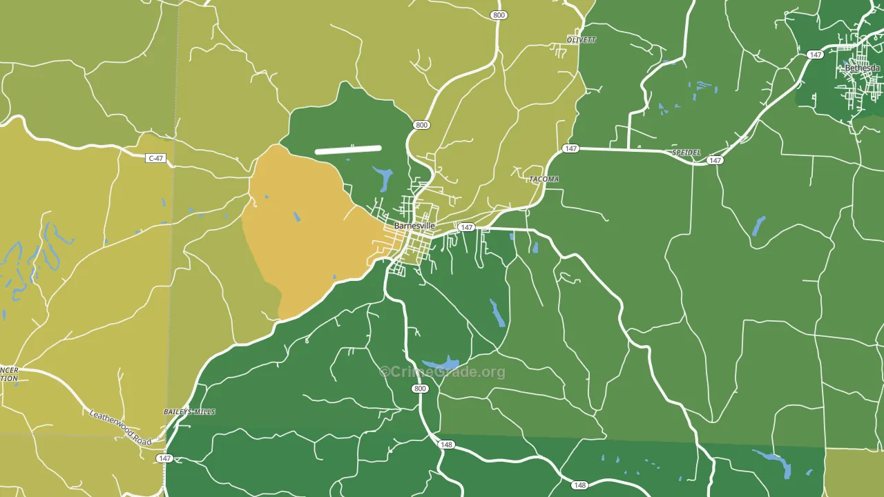 Barnesville, OH Map of Drug-Related Crime Rates