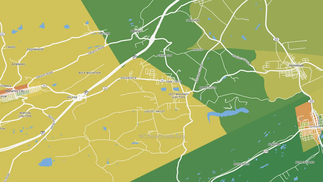 Barnesville, PA Map of Drug-Related Crime Rates