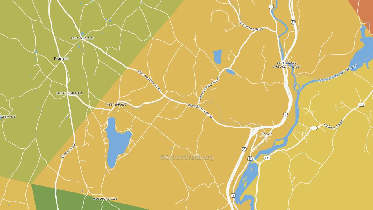 Barnet, VT Map of Drug-Related Crime Rates