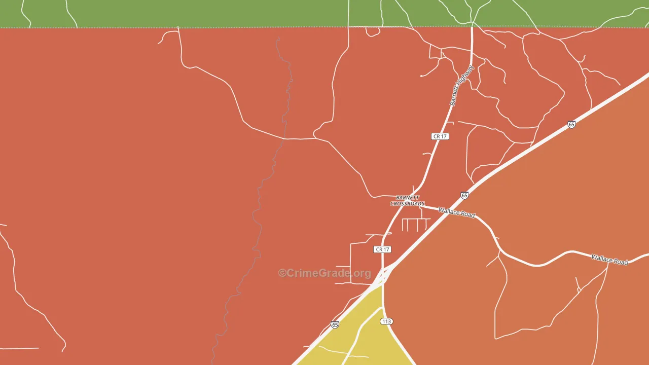 Barnett Crossroads, AL Map of Drug-Related Crime Rates