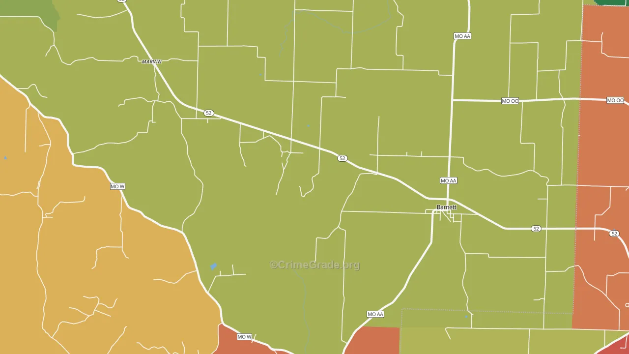Barnett, MO Map of Drug-Related Crime Rates