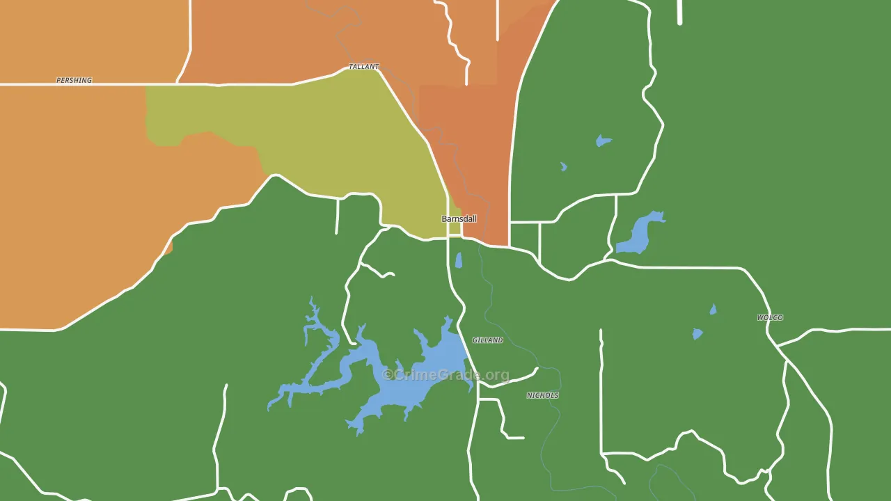 Barnsdall, OK Map of Drug-Related Crime Rates