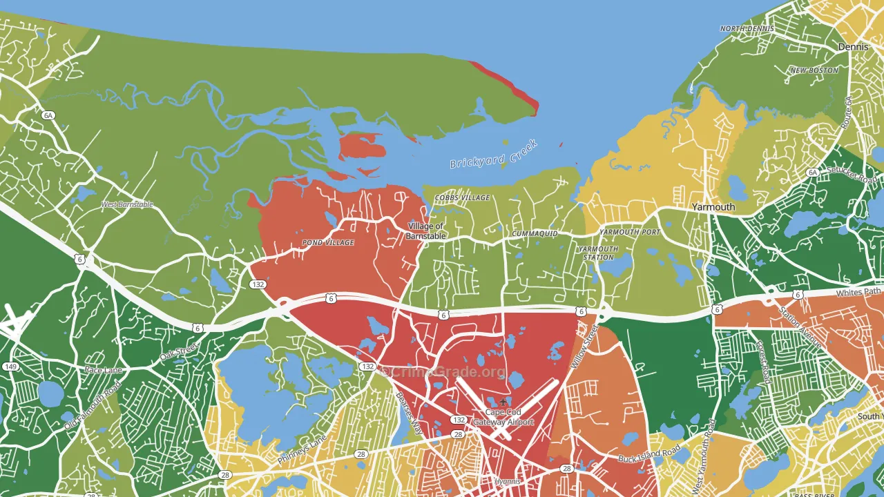 Barnstable, MA Map of Drug-Related Crime Rates