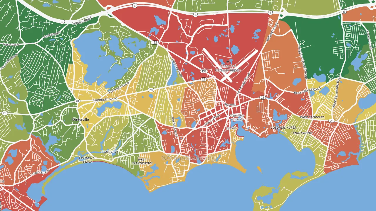 Barnstable Town, MA Map of Drug-Related Crime Rates