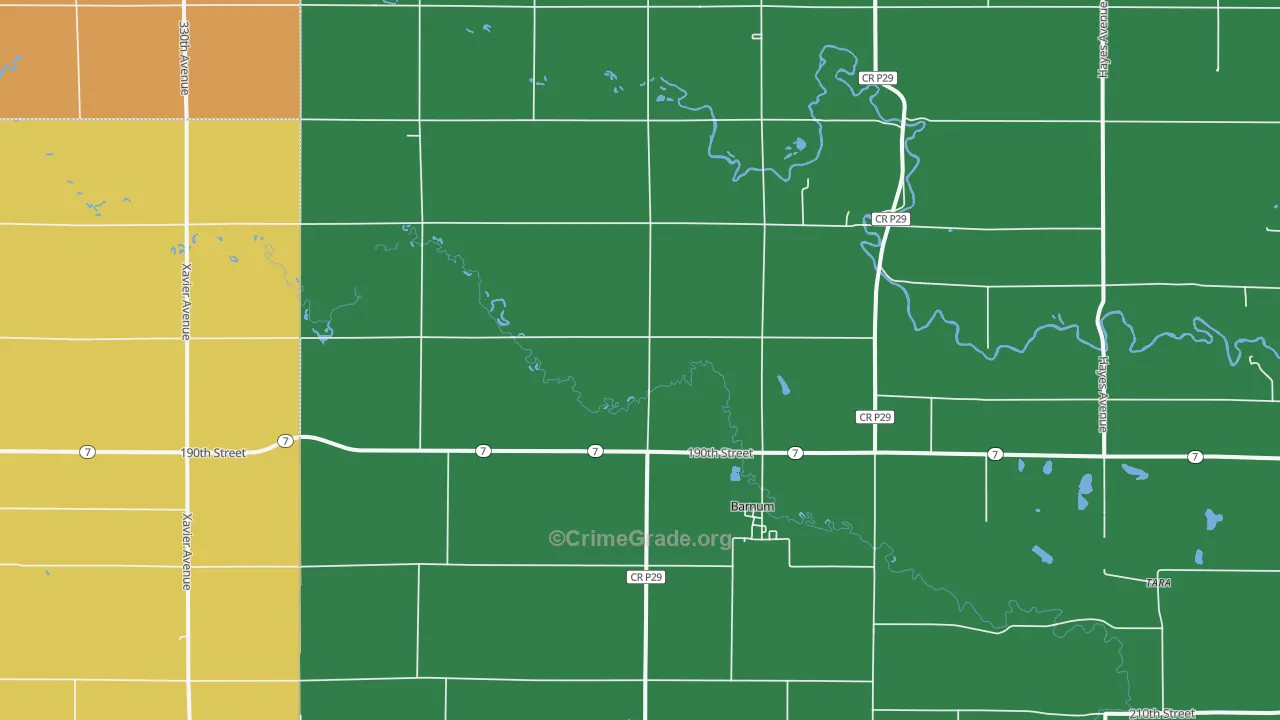 Barnum, IA Map of Drug-Related Crime Rates