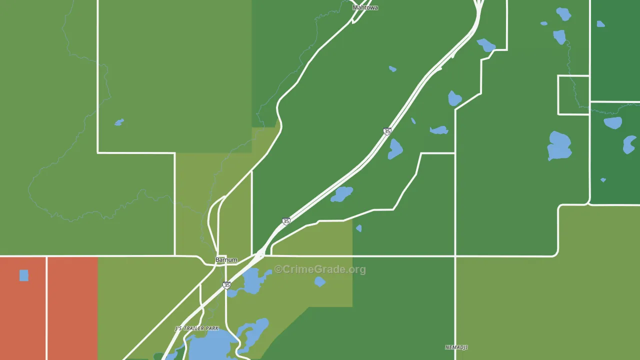 Barnum, MN Map of Drug-Related Crime Rates