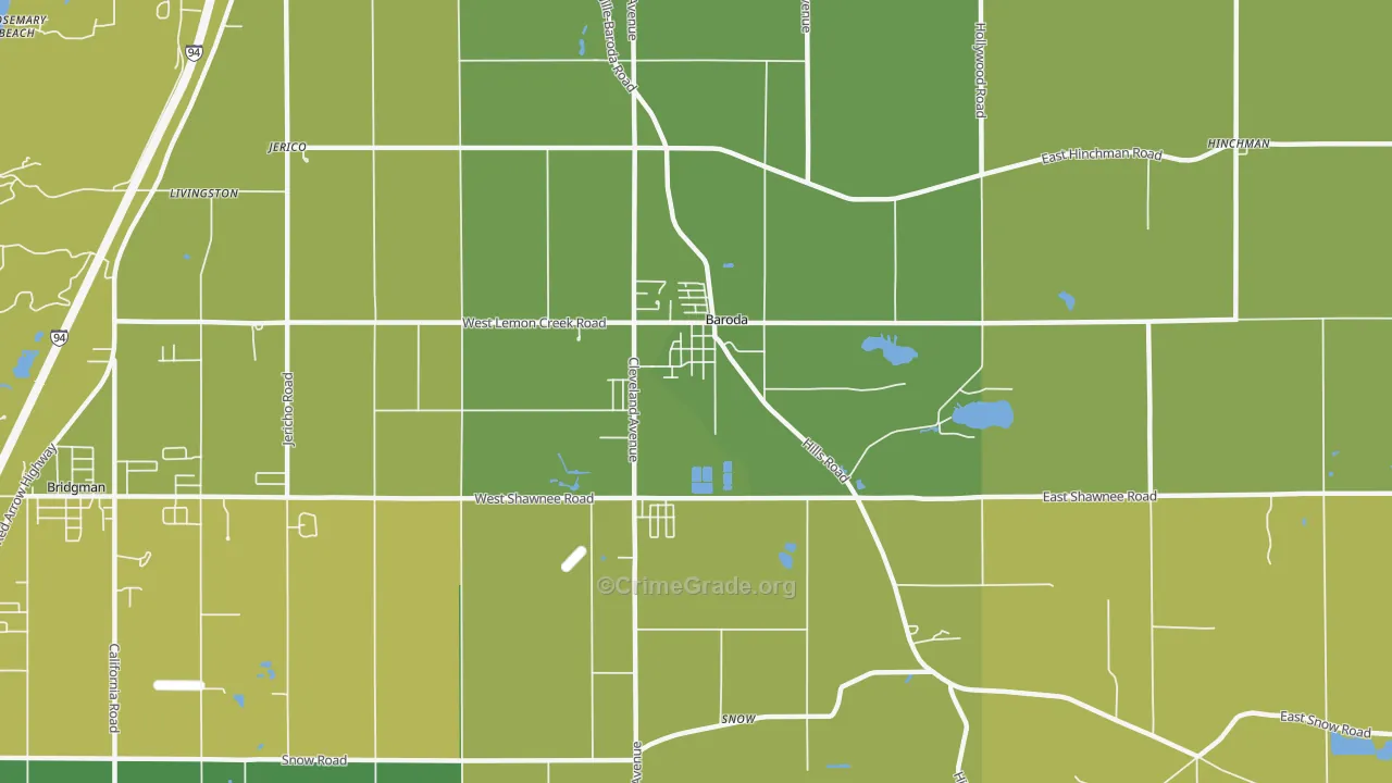 Baroda, MI Map of Drug-Related Crime Rates