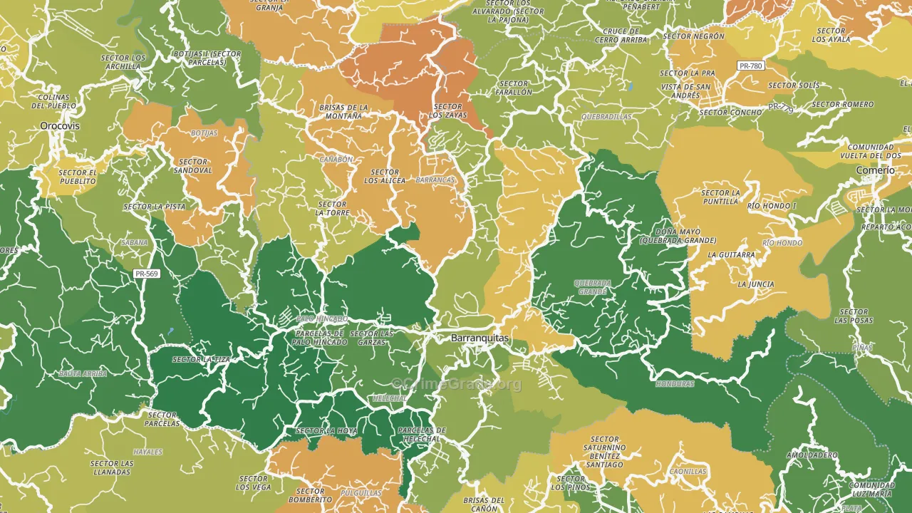 Barranquitas Municipio, PR Map of Drug-Related Crime Rates