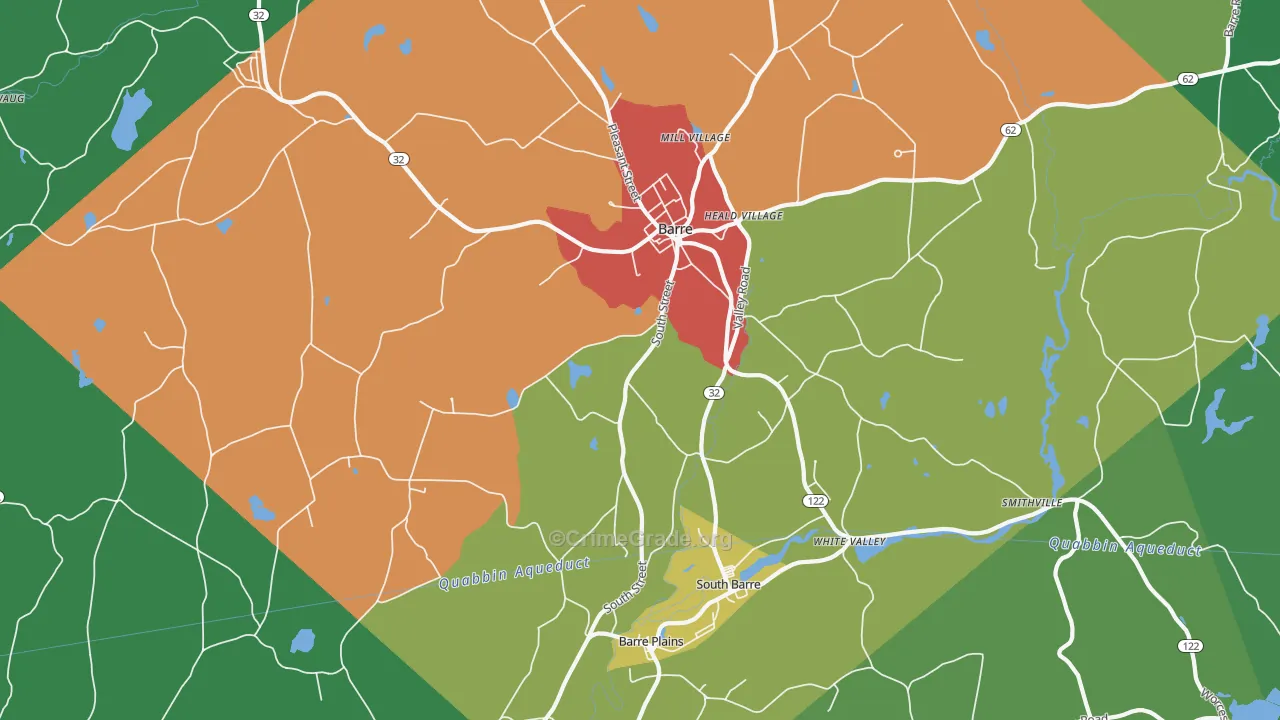 Barre, MA Map of Drug-Related Crime Rates