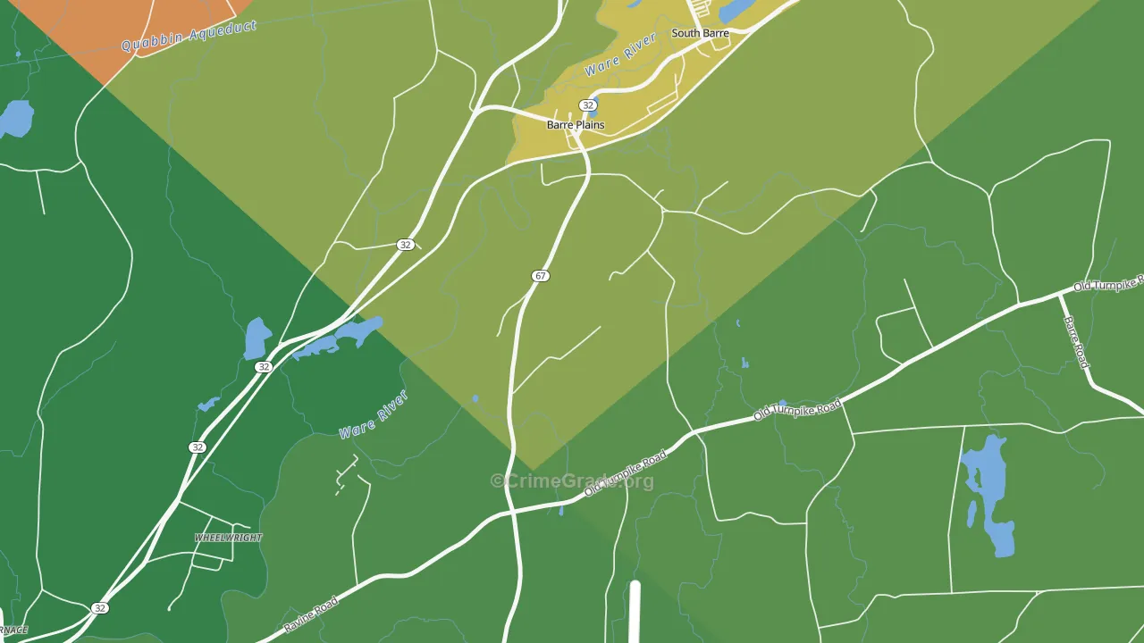 Barre Plains, MA Map of Drug-Related Crime Rates