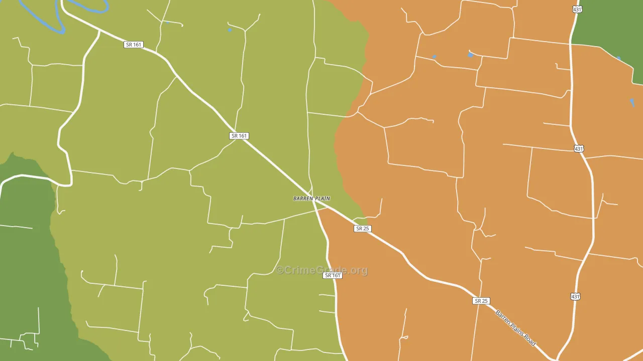 Barren Plain, TN Map of Drug-Related Crime Rates