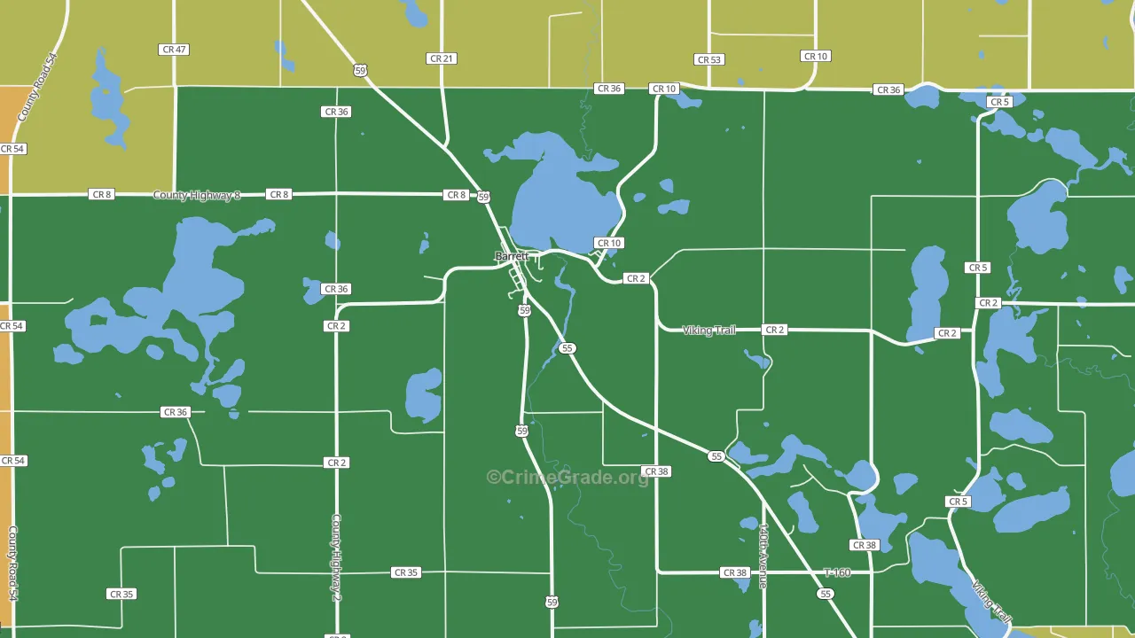 Barrett, MN Map of Drug-Related Crime Rates