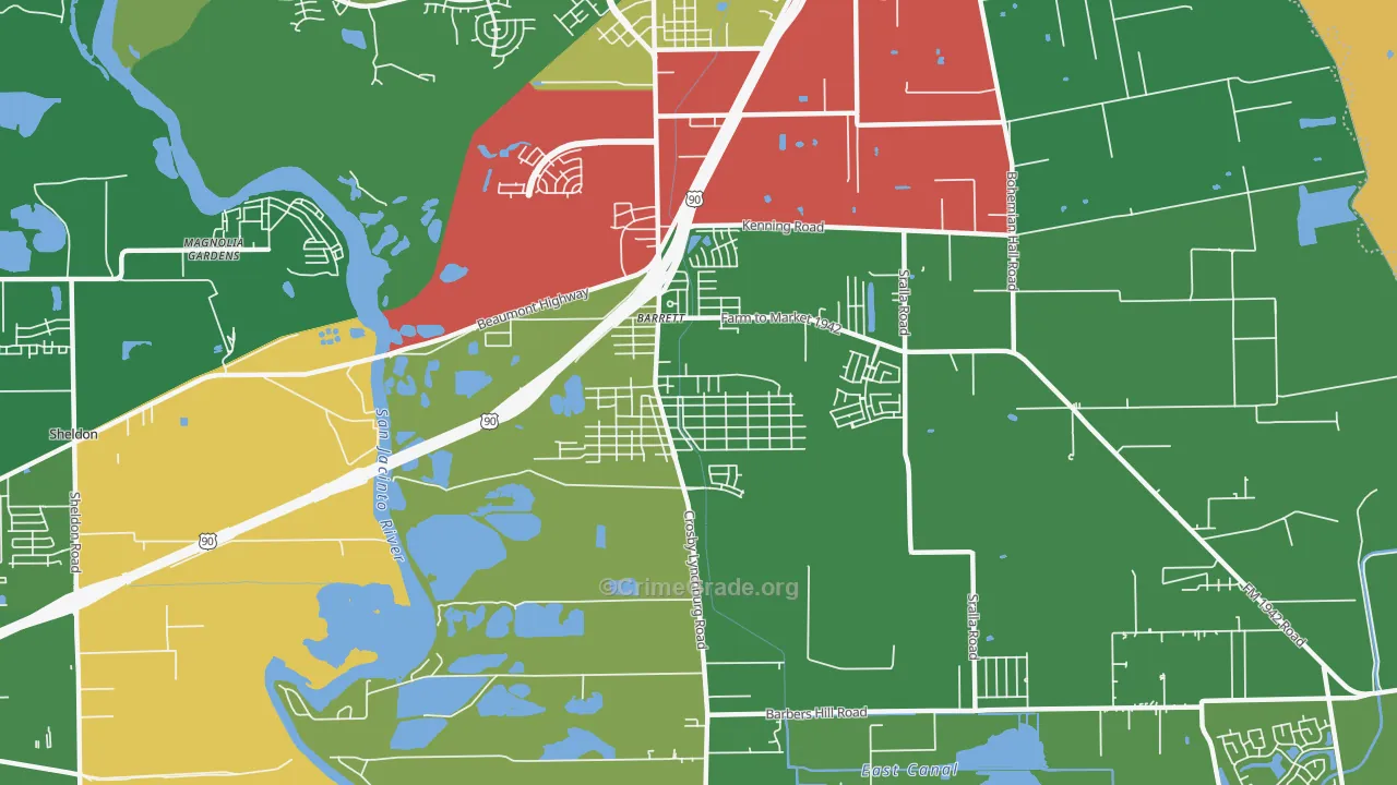 Barrett, TX Map of Drug-Related Crime Rates