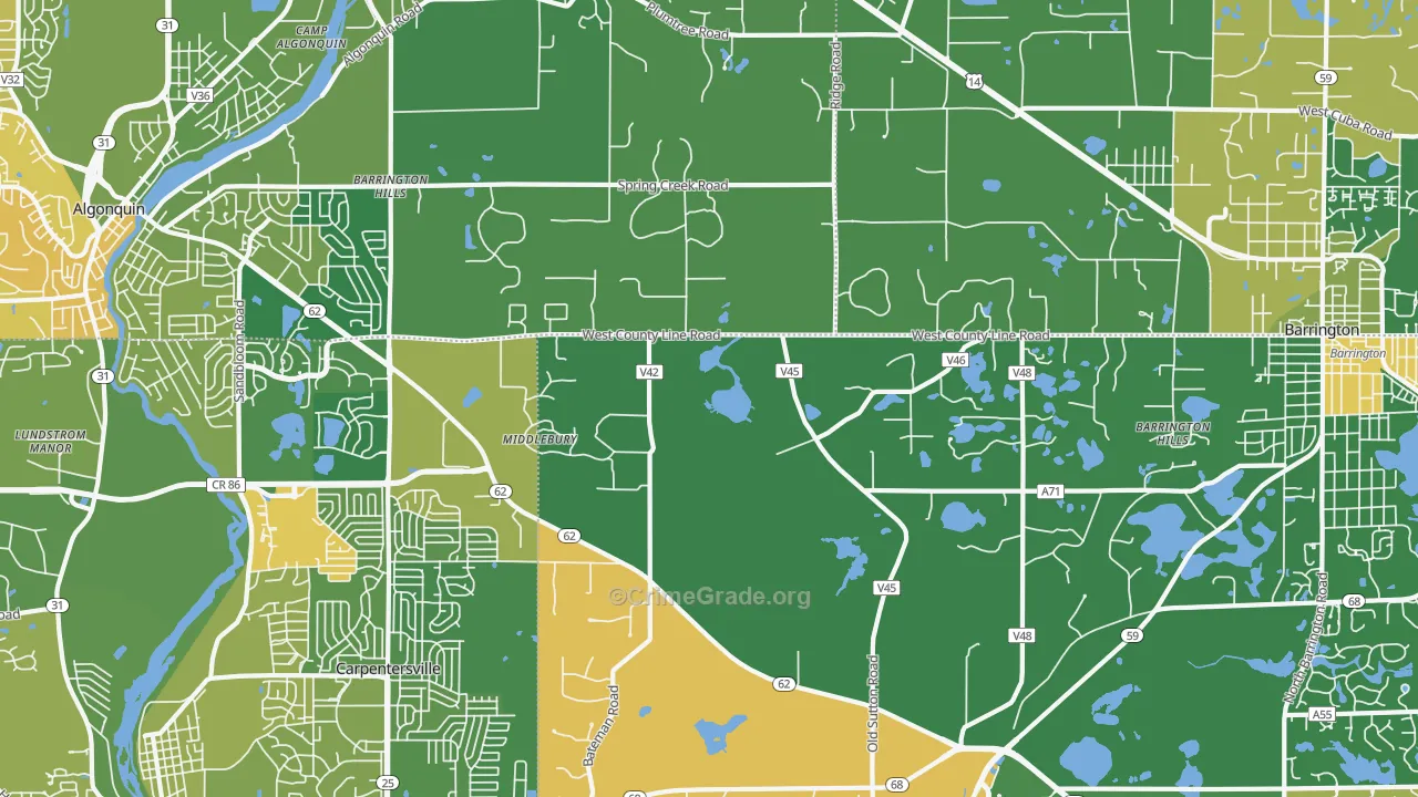 Barrington Hills, IL Map of Drug-Related Crime Rates