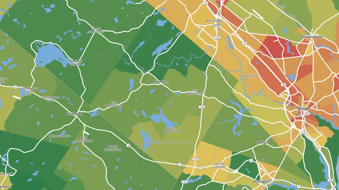 Barrington, NH Map of Drug-Related Crime Rates