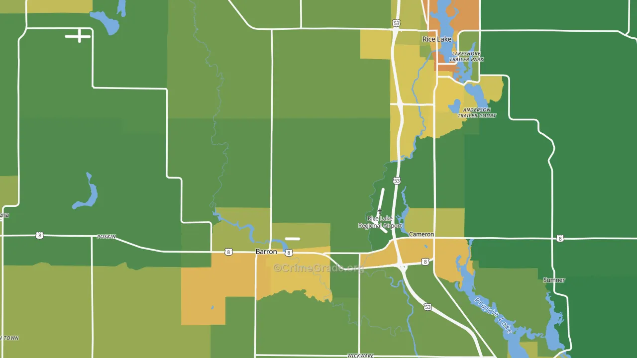 Barron County, WI Map of Drug-Related Crime Rates