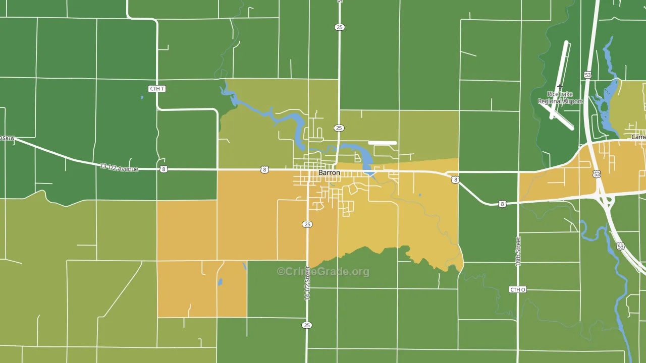 Barron, WI Map of Drug-Related Crime Rates