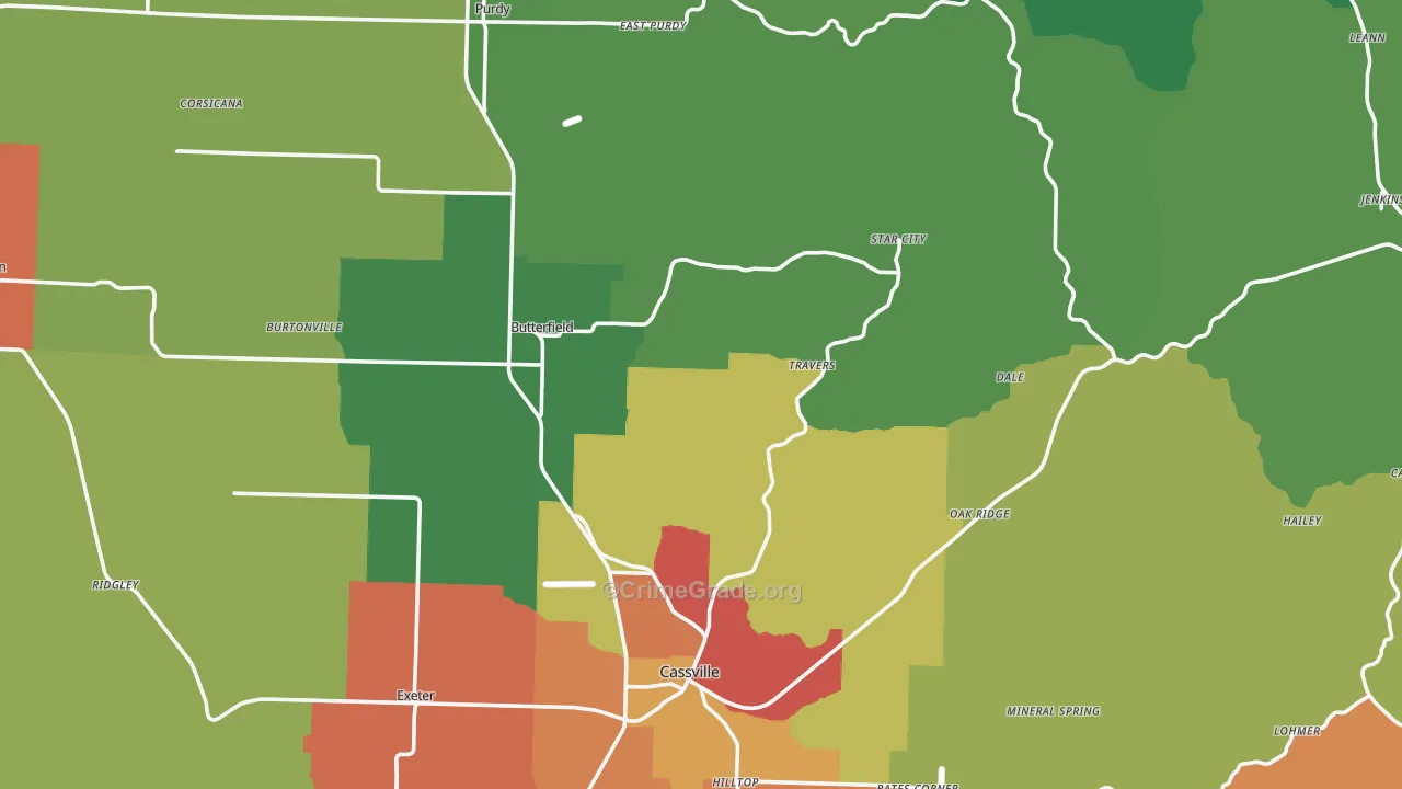 Barry County, MO Map of Drug-Related Crime Rates