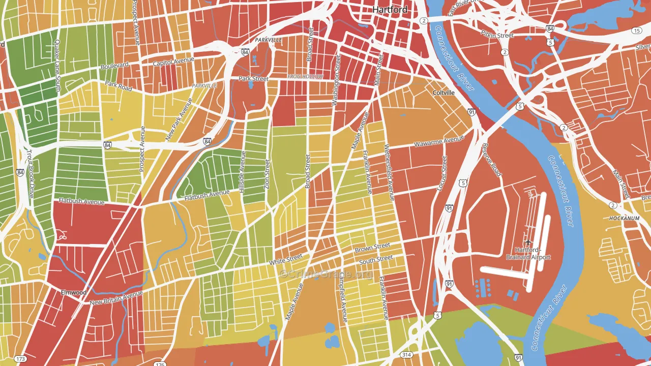 Barry Square, Hartford, CT Map of Drug-Related Crime Rates