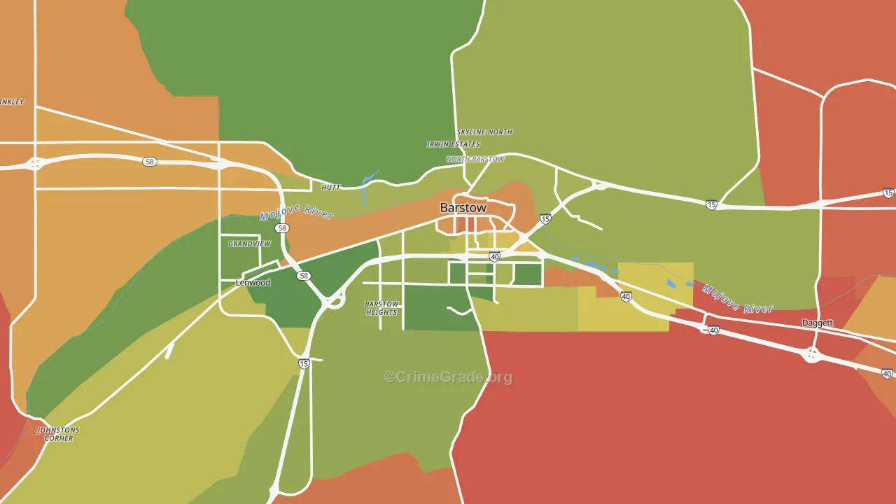 Barstow, CA Map of Drug-Related Crime Rates