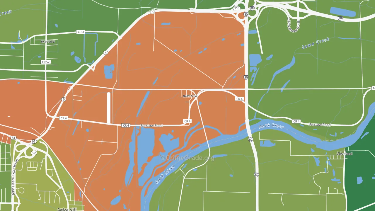 Barstow, IL Map of Drug-Related Crime Rates