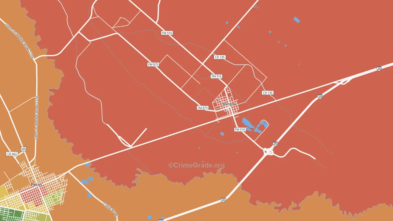 Barstow, TX Map of Drug-Related Crime Rates