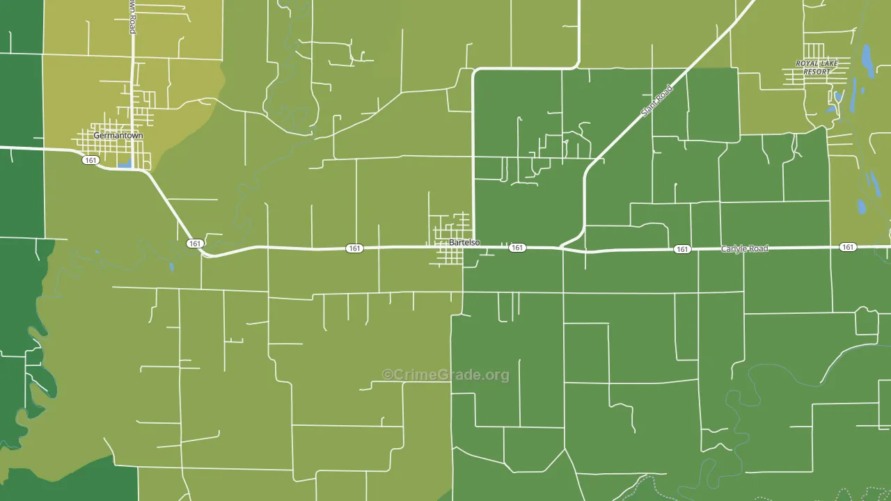 Bartelso, IL Map of Drug-Related Crime Rates
