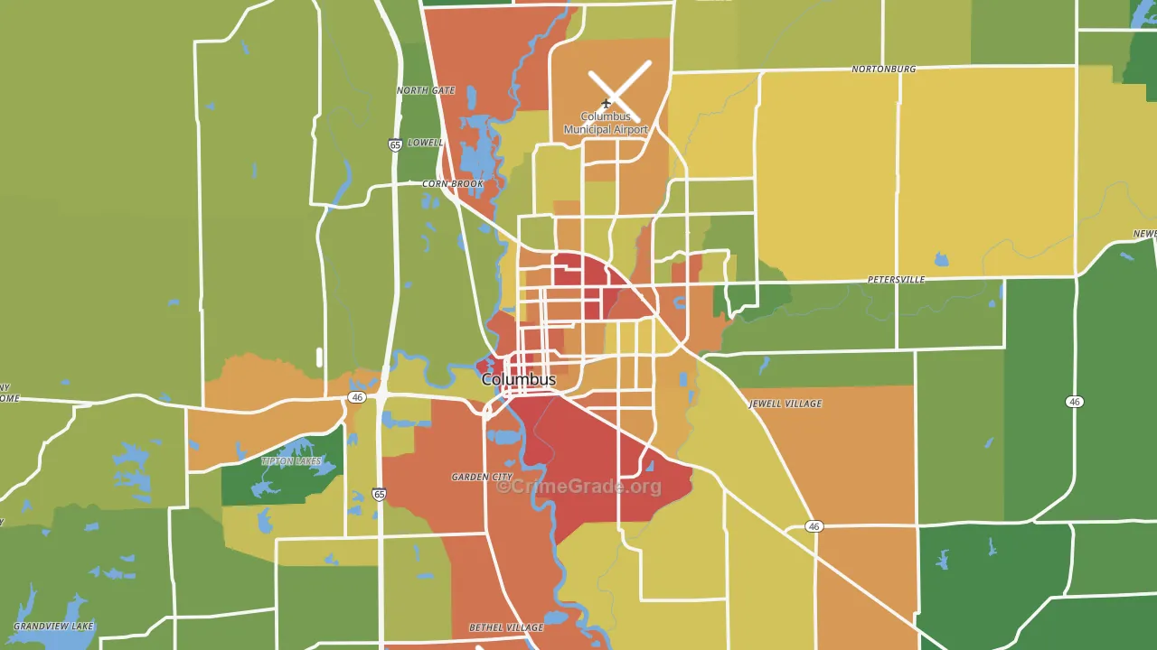 Bartholomew County, IN Map of Drug-Related Crime Rates