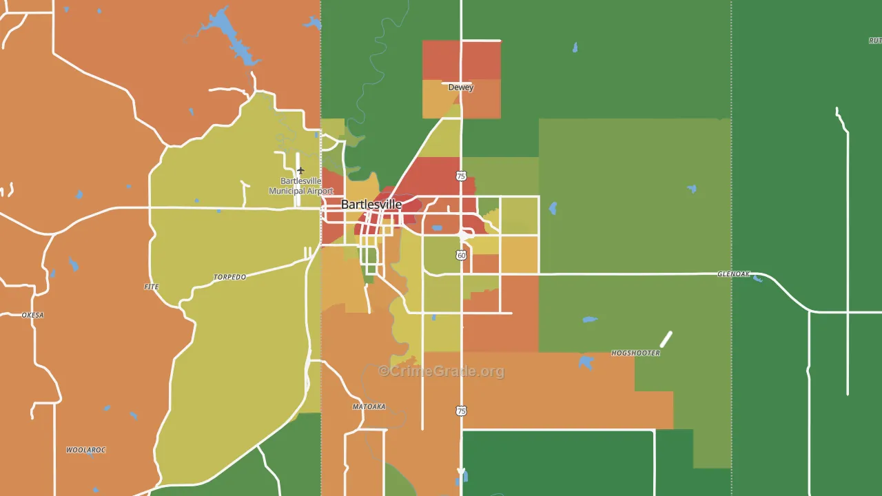 Bartlesville, OK Map of Drug-Related Crime Rates