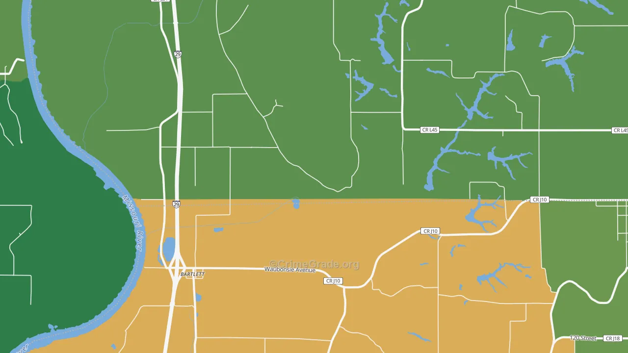 Bartlett, IA Map of Drug-Related Crime Rates