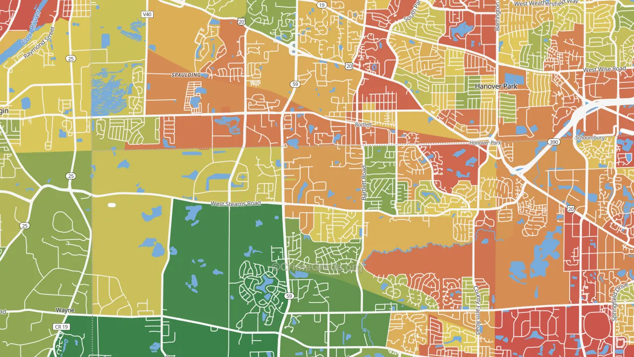 Bartlett, IL Map of Drug-Related Crime Rates