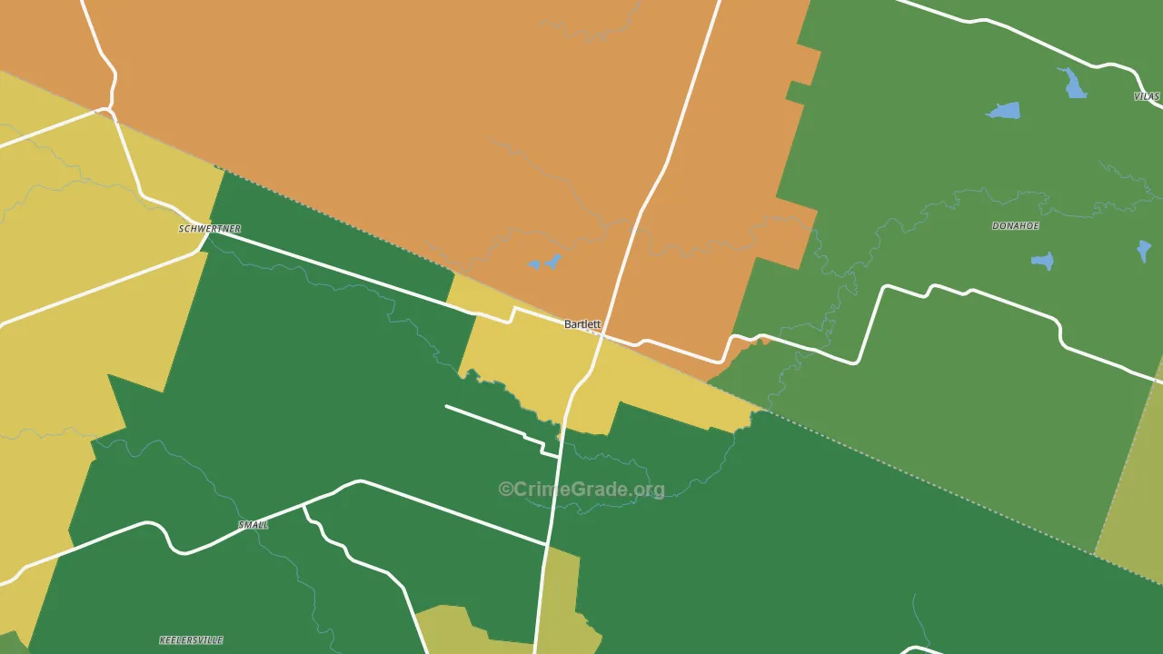 Bartlett, TX Map of Drug-Related Crime Rates