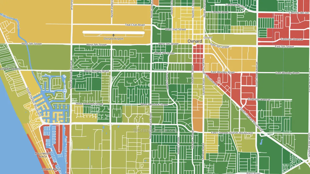 Bartolo Square North, Oxnard, CA Map of Drug-Related Crime Rates