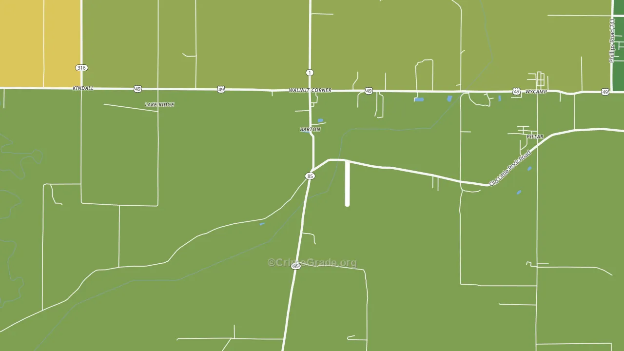 Barton, AR Map of Drug-Related Crime Rates